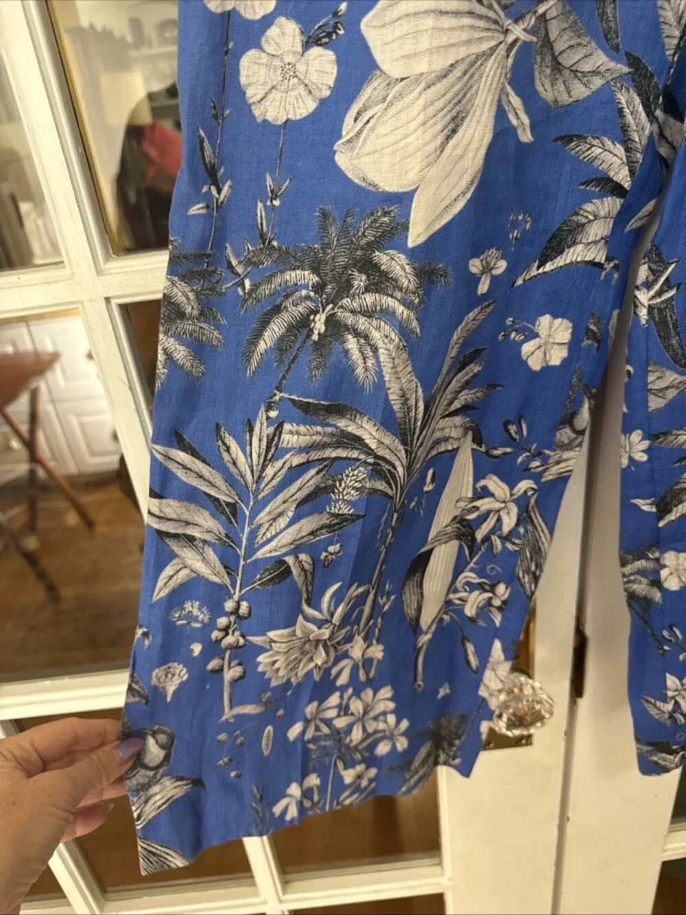 J.Crew Italian Linen Wide-Leg Pants Size 4 High Rise In Ratti Tropical Toile